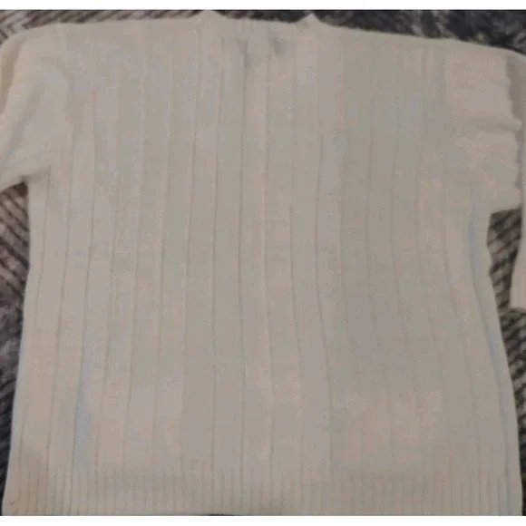 Vintage Jessica Stevens Cable Knit Chunky Fisherman Cardigan Sweater Ivory 20W - Picture 7 of 9